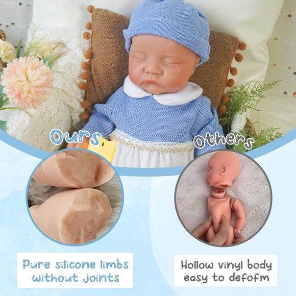 17.32in Full Silicone Not Vinyl Reborn wheaten Baby Girl Doll Lifelike Reborn - Picture 5 of 6